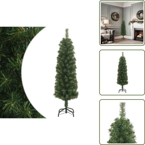 The Living Store Árbol de Navidad artificial delgado y soporte PVC verde 120 cm - Árbol de Navidad verde