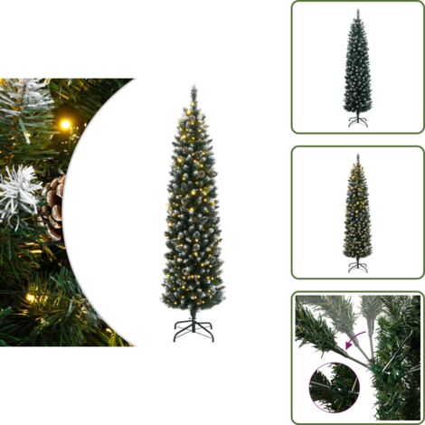 The Living Store Árbol de Navidad artificial estrecho 150 LEDs 120 cm - Luces LED
