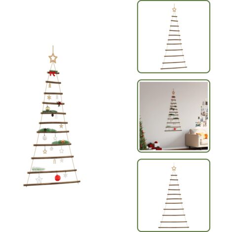 The Living Store Árbol de Navidad colgante con estrella en la punta, 74 x 150 cm, rama natural - Decoración de Navidad