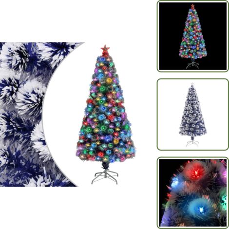 The Living Store Árbol de Navidad con luces fibra óptica blanco y azul 150 cm - Luces LED