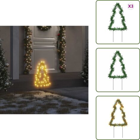 The Living Store Árbol de Navidad lde uces con estacas 3 uds 50 LED 30 cm - Luces navideñas