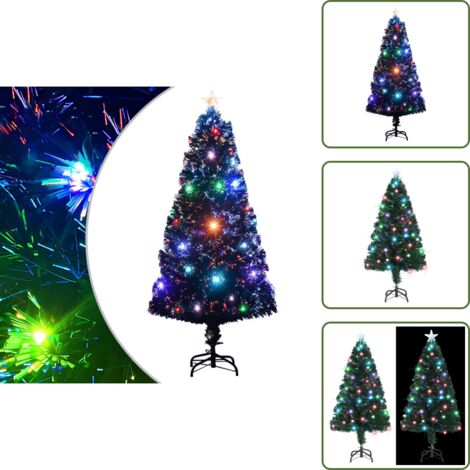 The Living Store Árbol de Navidad preiluminado con soporte y LED fibra óptica 120 cm - Iluminación LED