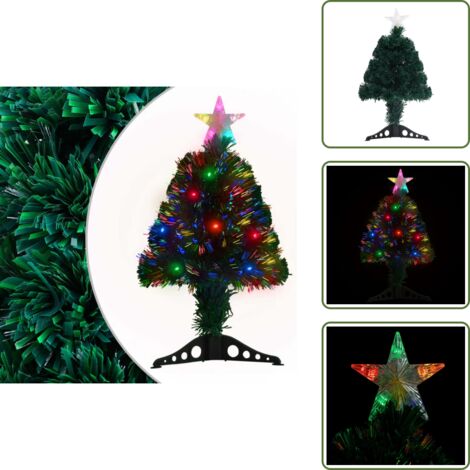 The Living Store Árbol de Navidad preiluminado con soporte y LED fibra óptica 64 cm - Iluminación LED