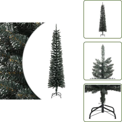 The Living Store Árbol Navidad artificial estrecho con soporte PVC verde 240 cm - Árbol de Navidad estrecho