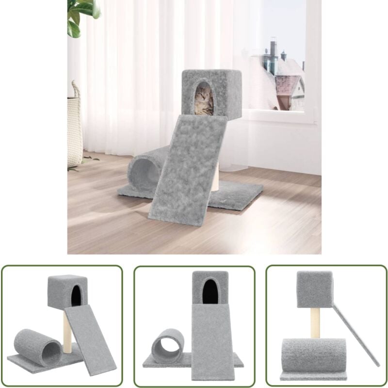 Arbre à chat avec griffoir en sisal Gris clair 59 cm - Arbre à Chat - Meuble Pour Chat - Tour à Chat - Griffoir Sisal - Jouet Pour Chat - The Living