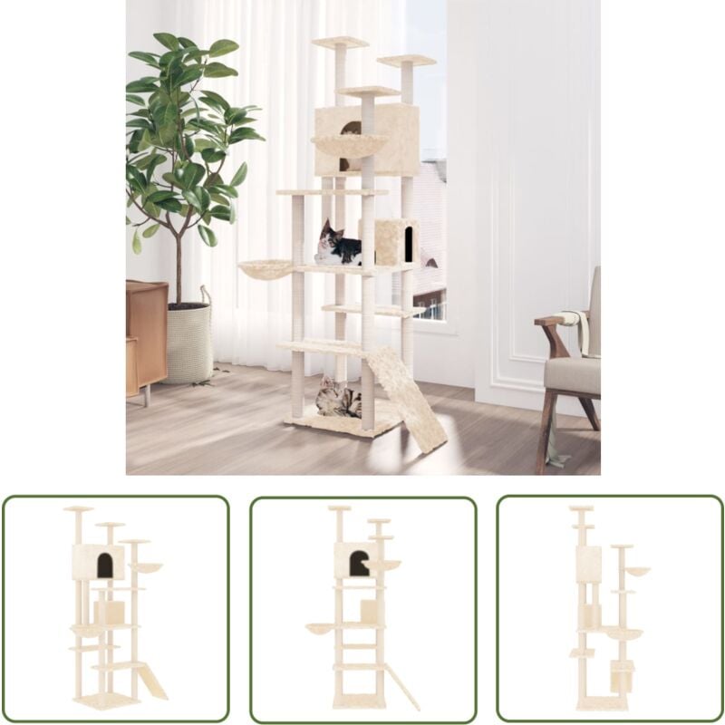 Arbre à chat avec griffoirs en sisal Crème 191 cm - Arbre à Chat - Arbre à Chat Multi Niveaux - Jouet Pour Chat - Griffoir Chat - Meuble Pour Chat