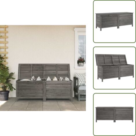 The Living Store Arcón jardín madera maciza abeto gris antracita 150x50x56,5 cm - Almacenamiento exterior