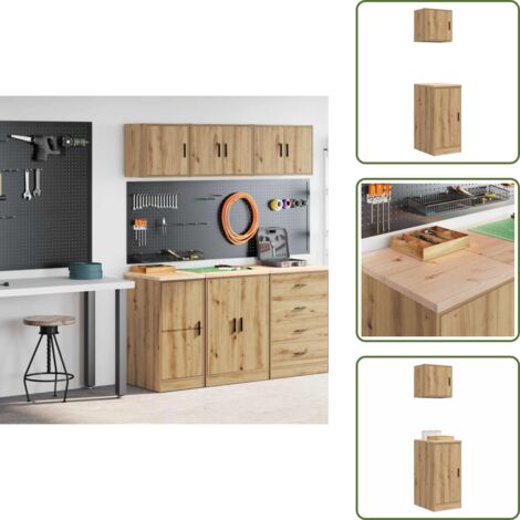 The Living Store Armadi da Garage 2 pz Rovere Artigianale in Legno Multistrato - Armadi per officina