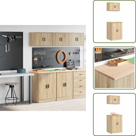 The Living Store Armadi da Garage 2 pz Rovere Sonoma in Legno Multistrato - Armadi per officina