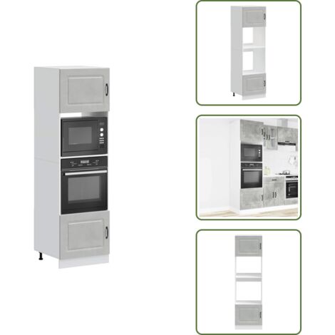The Living Store Armadi Forno 2 pz Kalmar Grigio Cemento in Legno Multistrato - Armadi da cucina