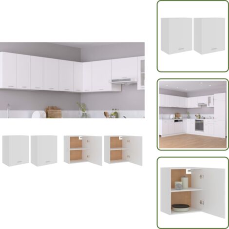 The Living Store Armadi Sospesi “Lyon” 2 pz Bianchi 50x31x60 cm - Armadi da cucina