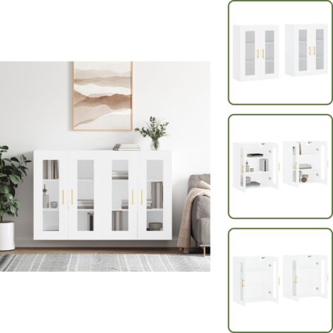 The Living Store Armadietti a Parete 2 pz Bianchi in Legno Multistrato - Armadietto in legno