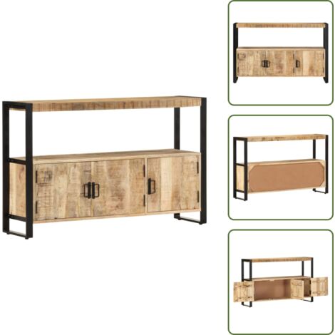 The Living Store Armadietto 120x30x75 cm in Legno Massello di Mango - Armadietto vintage