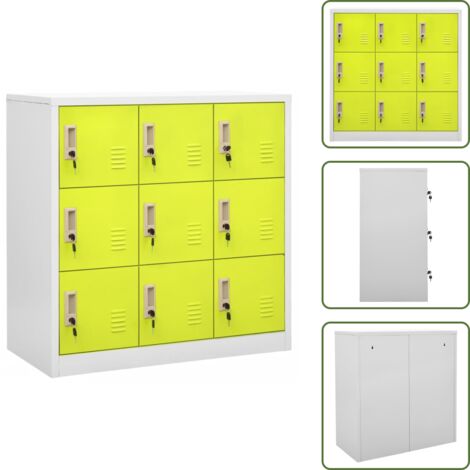 The Living Store Armadietto a Chiave Grigio Chiaro e Verde 90x45x92,5 cm Acciaio - Armadietto in acciaio