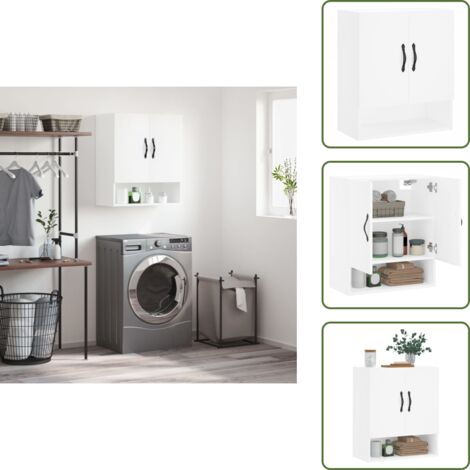 The Living Store Armadietto a Muro Bianco 60x31x70 cm in Legno Multistrato - Armadio a muro