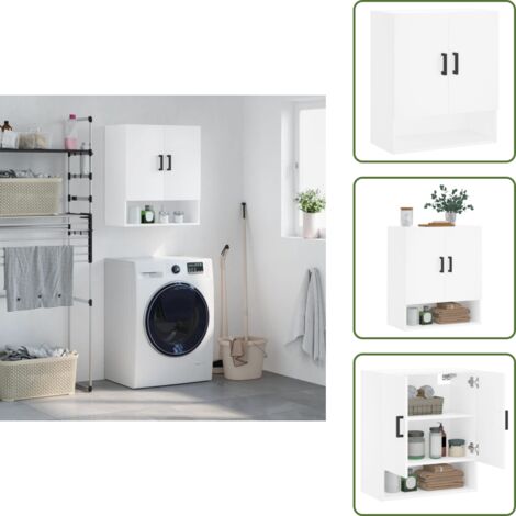 The Living Store Armadietto a Muro Bianco 60x31x70 cm in Legno Multistrato - Armadio a muro