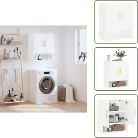 The Living Store Armadietto a Muro Bianco 60x31x70 cm in Legno Multistrato - Armadio a muro