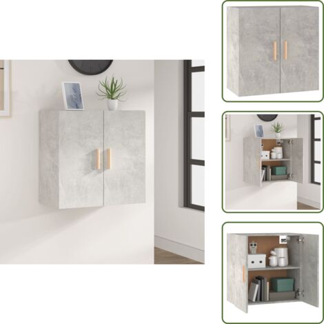 The Living Store Armadietto a Muro Grigio Cemento 60x30x60 cm Legno Multistrato - Armadietto in legno