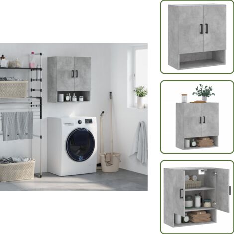 The Living Store Armadietto a Muro Grigio Cemento 60x31x70 cm Legno Multistrato - Armadietto in legno