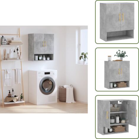 The Living Store Armadietto a Muro Grigio Cemento 60x31x70 cm Legno Multistrato - Armadietto in legno