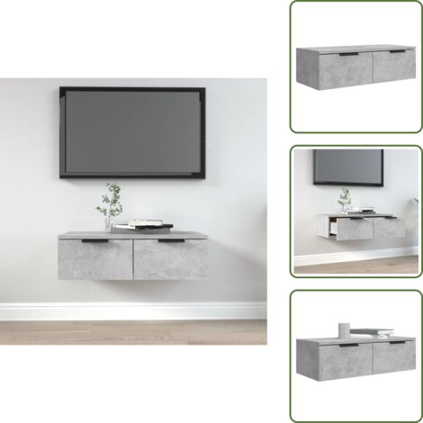 The Living Store Armadietto a Muro Grigio Cemento 68x30x20 cm Legno Multistrato - Armadio a muro