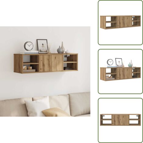 The Living Store Armadietto a Muro Rovere Artigianale 101x30x29 cm in Truciolato - Armadietto in truciolato