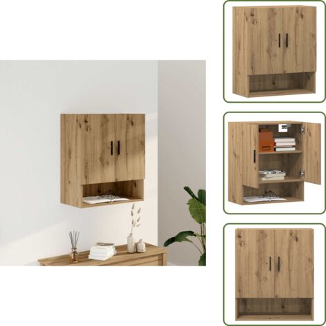 The Living Store Armadietto a Muro Rovere Artigianale 60x31x70 cm in Truciolato - Armadio a muro