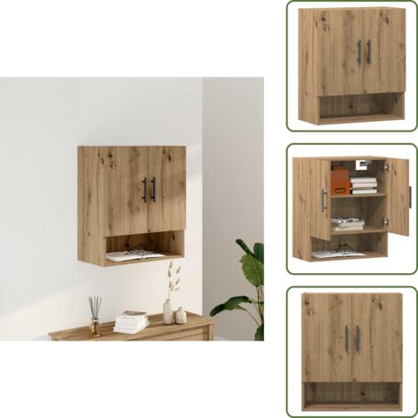 The Living Store Armadietto a Muro Rovere Artigianale 60x31x70 cm in Truciolato - Armadio a muro