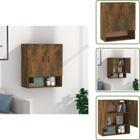 The Living Store Armadietto a Muro Rovere Fumo 60x31x70 cm in Legno Multistrato - Armadietto pensile