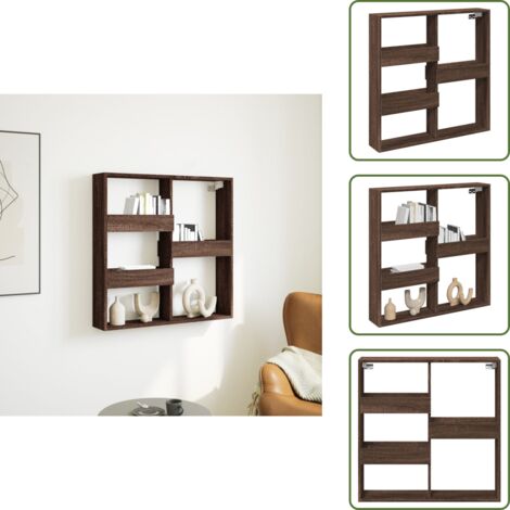The Living Store Armadietto a Muro Rovere Marrone 80x15x80 cm Legno Multistrato - Armadio a muro