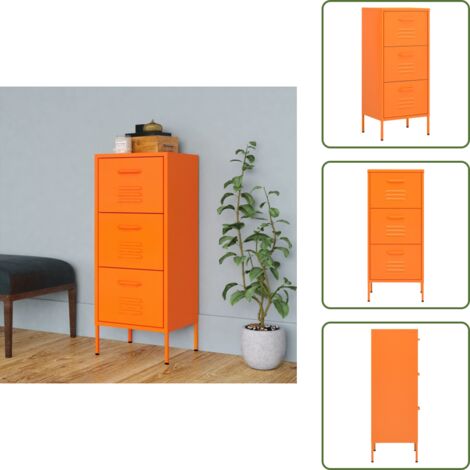 The Living Store Armadietto Arancione 42,5x35x101,5 cm in Acciaio - Armadio