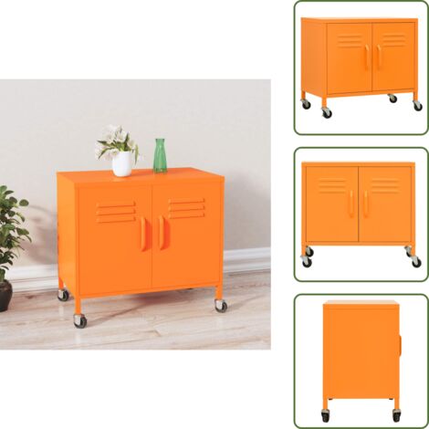 The Living Store Armadietto Arancione 60x35x56 cm in Acciaio - Armadio arancione