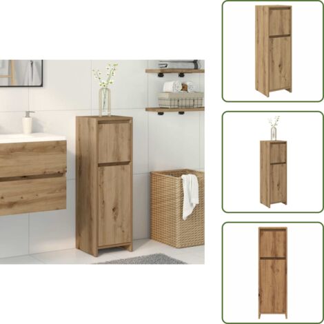 The Living Store Armadietto Bagno Artigianale 30x30x95 cm in Legno Multistrato - Armadio da bagno