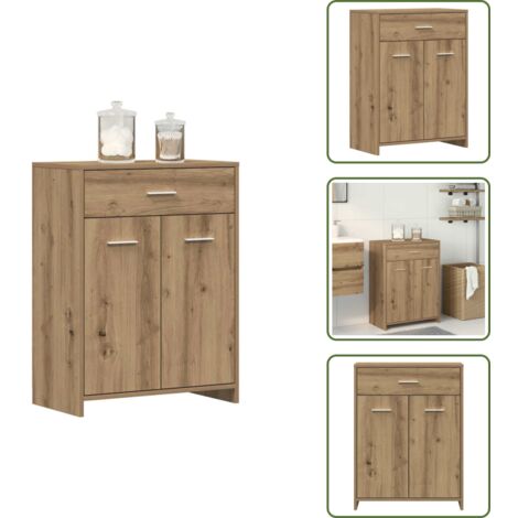 The Living Store Armadietto Bagno Rovere 60x33x80 cm Legno tecnico - Armadio da bagno