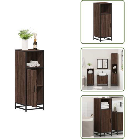 The Living Store Armadietto Bagno Rovere Marrone 35x37,5x100cm Legno Multistrato - Armadio da bagno