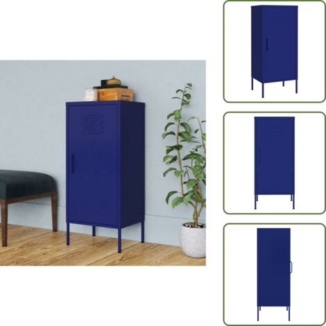 The Living Store Armadietto Blu Marino 42,5x35x101,5 cm in Acciaio - Armadio per casa