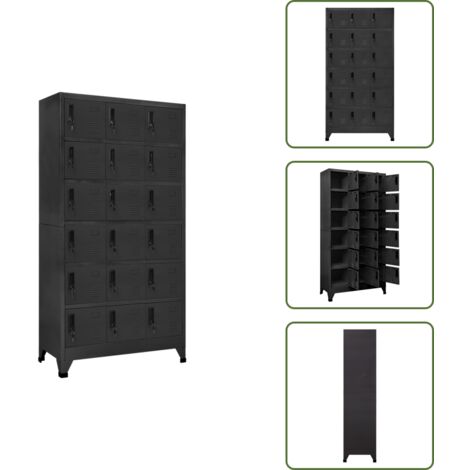 The Living Store Armadietto con Serratura Antracite 90x40x180 cm in Acciaio - Armadietto in acciaio