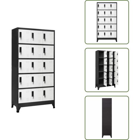 The Living Store Armadietto con Serratura Antracite e Bianco 90x40x180cm Acciaio - Armadietto in acciaio