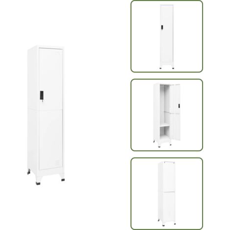 The Living Store Armadietto con Serratura Bianco 38x45x180 cm in Acciaio - Armadietto in acciaio