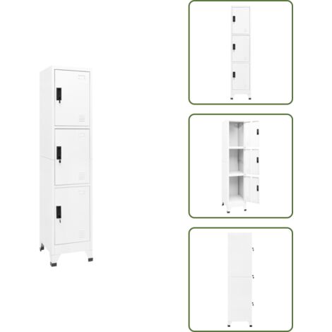 The Living Store Armadietto con Serratura Bianco 38x45x180 cm in Acciaio - Armadietto in acciaio