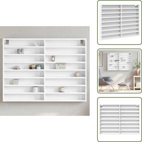 The Living Store Armadietto con Vetrina Bianco 100x8,5x75 cm Legno Multistrato - Mobile vetrina