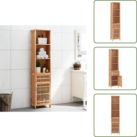 The Living Store Armadietto da Bagno 42x29x182 cm in Legno Massello di Noce - Armadio in noce