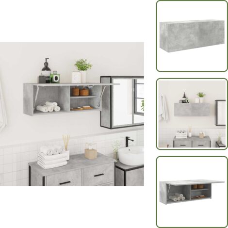 The Living Store Armadietto da Bagno Grigio Cemento 80x25x30 cm in Truciolato - Armadio da bagno