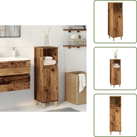 The Living Store Armadietto da Bagno Legno Antico 30x30x100 cm in Truciolato - Armadio da bagno