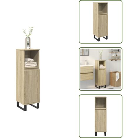 The Living Store Armadietto da Bagno Rovere Sonoma 30x30x100cm Legno Multistrato - Armadio da bagno