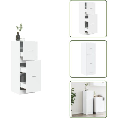 The Living Store Armadietto da Farmacia Bianco 40x41x118 cm in Truciolato - Credenza da farmacia