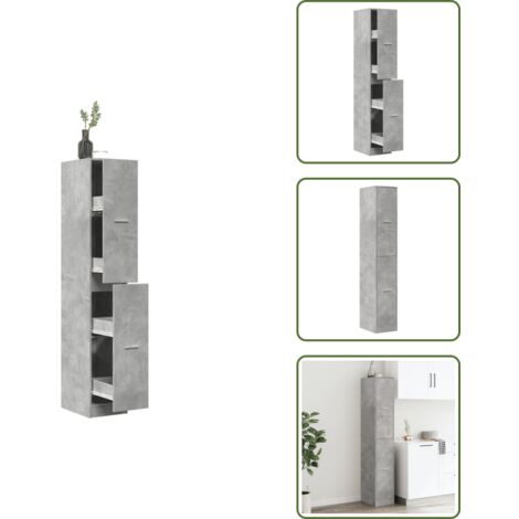 The Living Store Armadietto da Farmacia Grigio Cemento 30x41x174,5 cm Truciolato - Credenza da farmacia