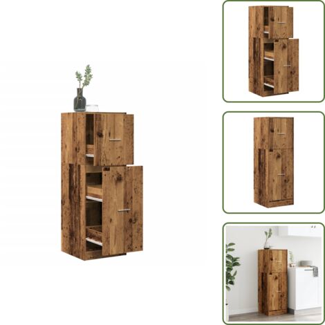 The Living Store Armadietto da Farmacia Legno Vecchio 40x41x118 cm in Truciolato - Credenza da farmacia