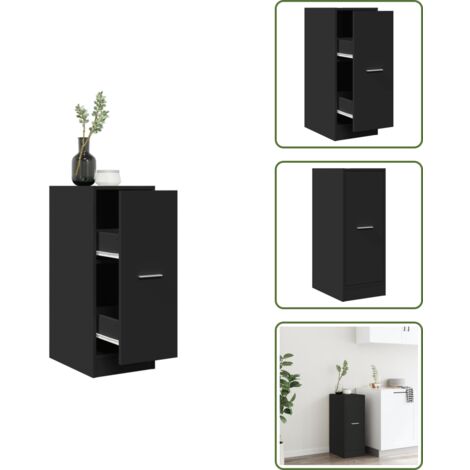 The Living Store Armadietto da Farmacia Nero 30x41x77,5 cm in Truciolato - Credenza da farmacia