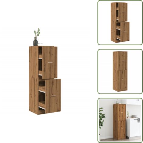 The Living Store Armadietto da Farmacia Rovere 40x41x144,5 cm in Truciolato - Credenza da farmacia